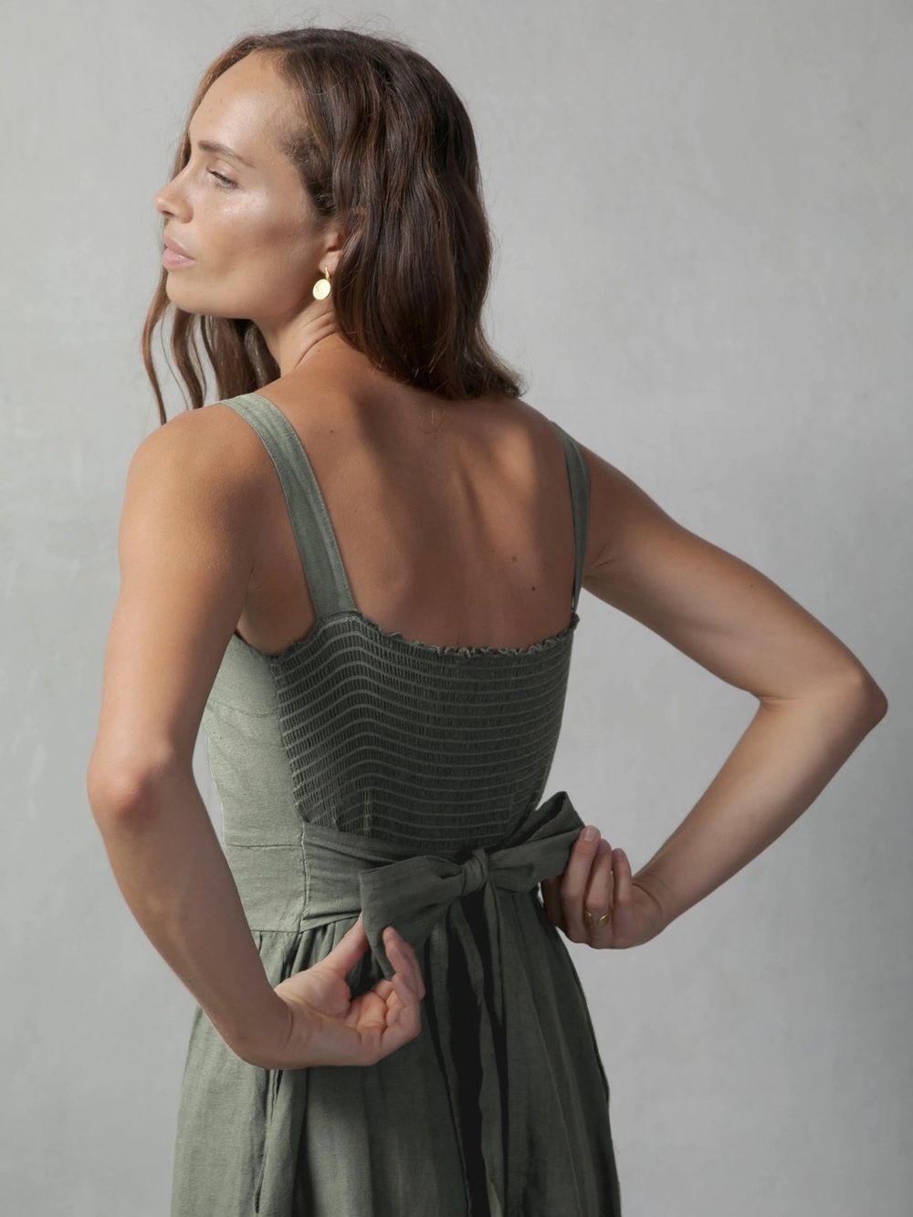 Luxmii Farfalla Midi Dress Khaki Sz M - Picture 6 of 6